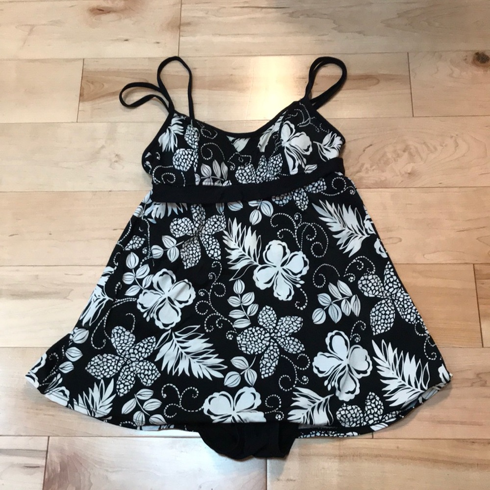 Skirted, one piece swimsuit